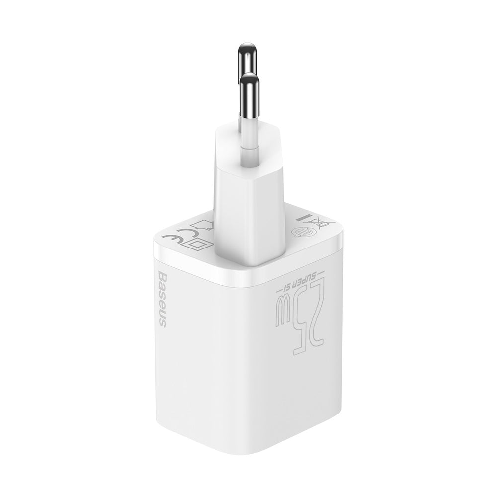 Baseus Sius USB-C 25W 3A hurtigoplader med USB-C / USB-C 1m kabel - hvid
