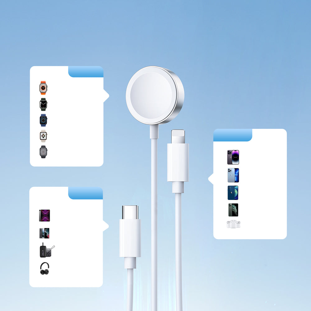 Joyroom S-IW008 3-i-1-kabel magnetisk oplader USB-A - Lightning / USB-C 1,2 m - hvid