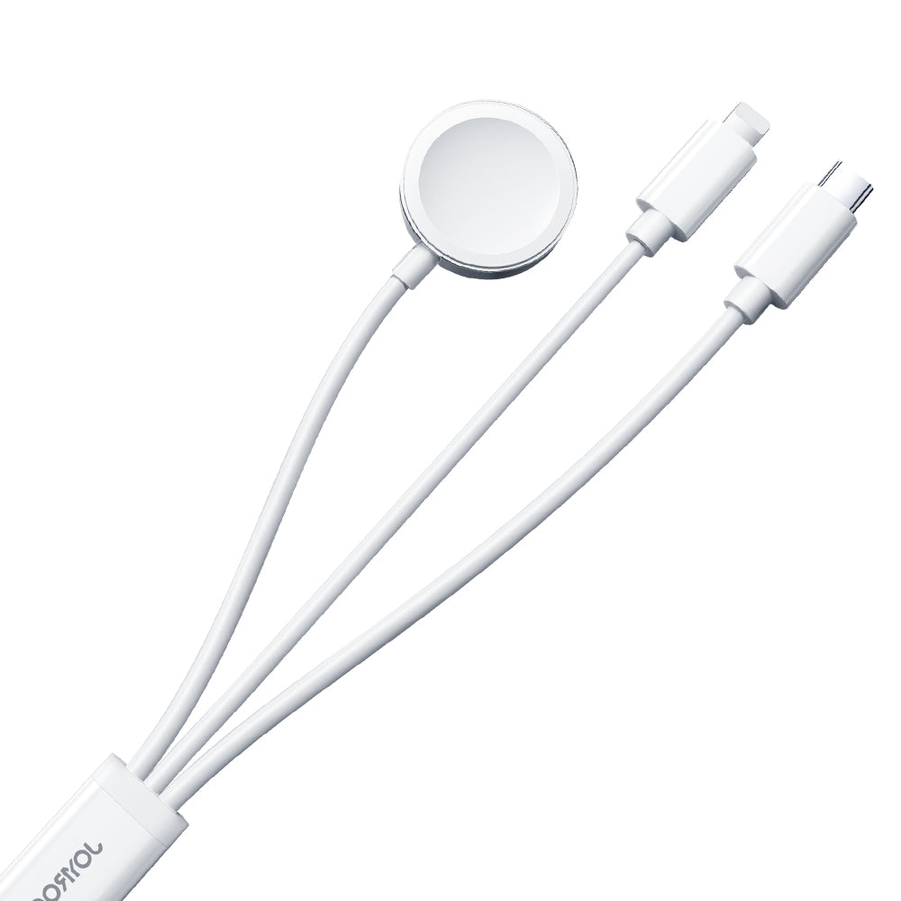 Joyroom S-IW008 3-i-1-kabel magnetisk oplader USB-A - Lightning / USB-C 1,2 m - hvid