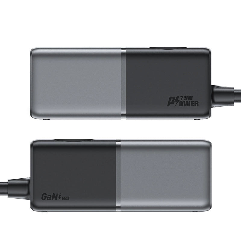 Acefast Z2 GaN 75W PD stationær oplader 3x USB-C 2x USB-A - sort og grå