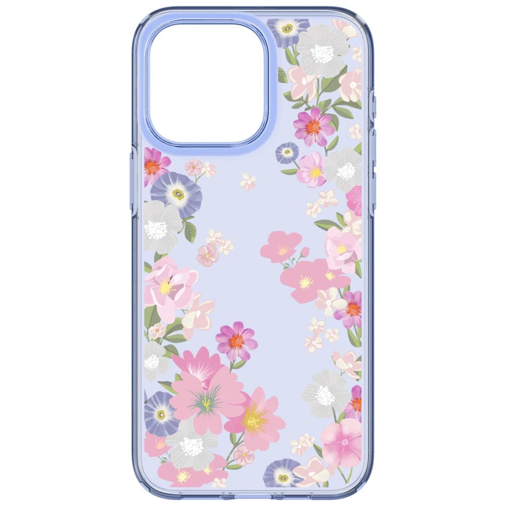 Spigen Liquid Crystal iPhone 15 Pro Case - Pink og blå blomster