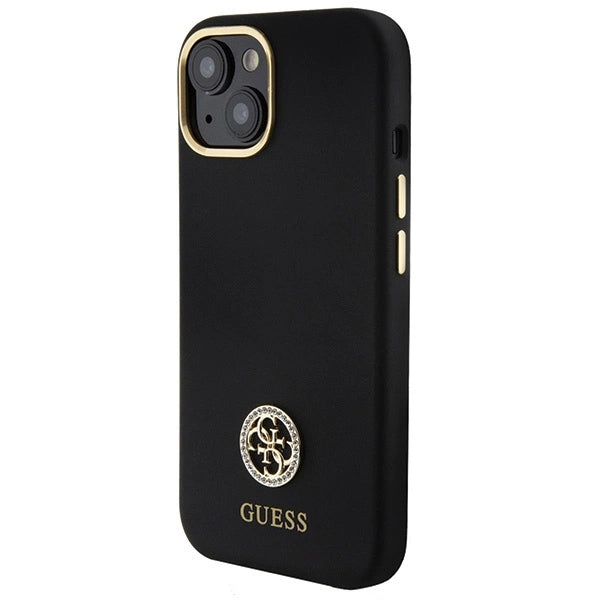 Guess Silicone Logo Strass 4G Case til iPhone 15 - sort
