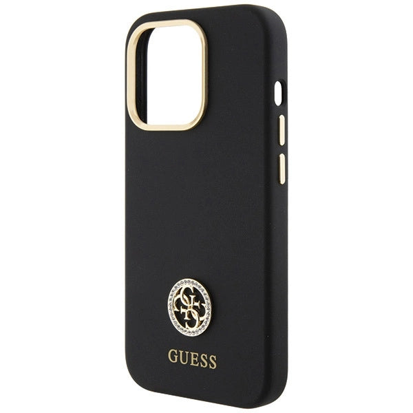Guess Silicone Logo Strass 4G case for iPhone 15 Pro Max - black