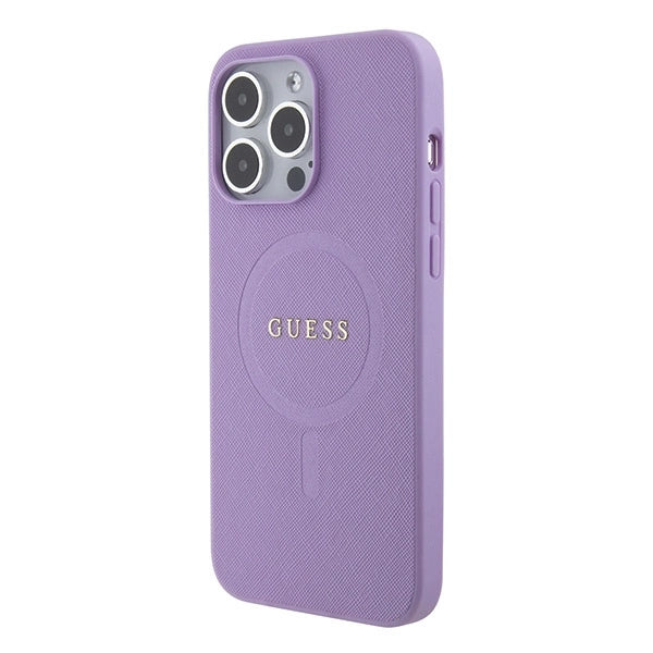 Guess Saffiano MagSafe-hylster til iPhone 15 Pro - lilla