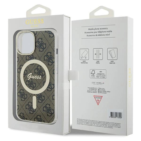 Guess IML 4G MagSafe iPhone 15 Plus Case - Brown