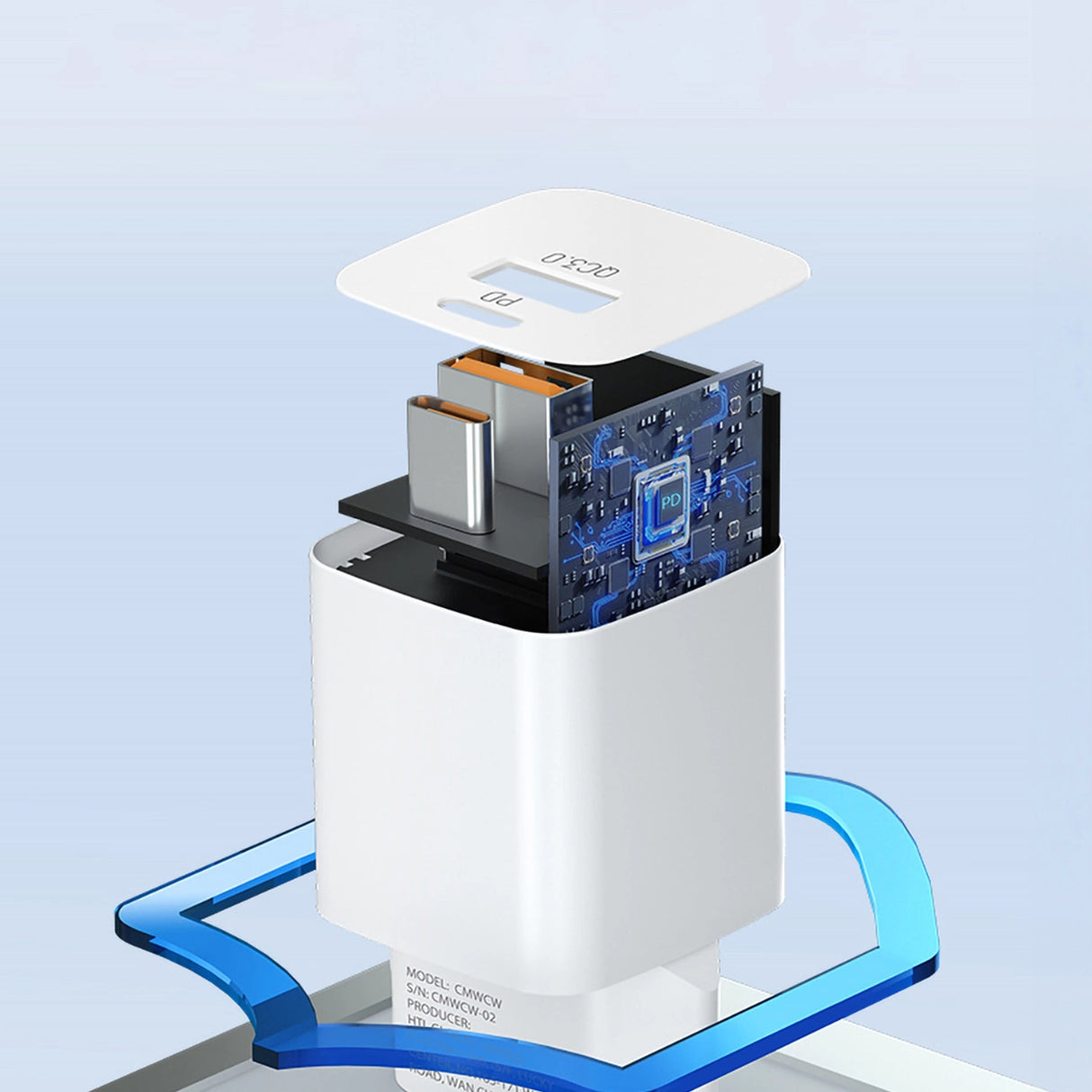 Wozinsky CMWCW 20W USB-C / USB-A vægoplader - hvid