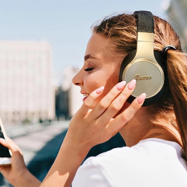 Guess Bluetooth på-øret hovedtelefoner GUBH604GEMK sort/sort 4G Script