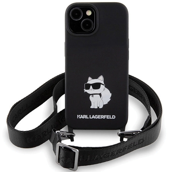 Karl Lagerfeld KLHCP15SSCBSCNK iPhone 15 6.1" hardcase black/black Crossbody Silicone Choupette