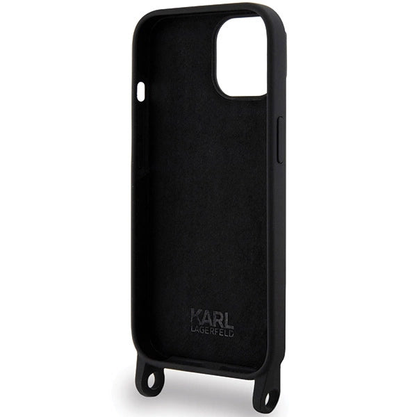 Karl Lagerfeld KLHCP15SSCBSKNK iPhone 15 6.1" hardcase black/black Crossbody Silicone Ikonik