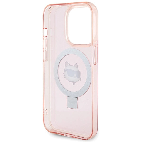 Karl Lagerfeld KLHMP15LHMRSCHP iPhone 15 Pro 6.1" pink/pink hardcase Ring Stand Choupette Head MagSafe