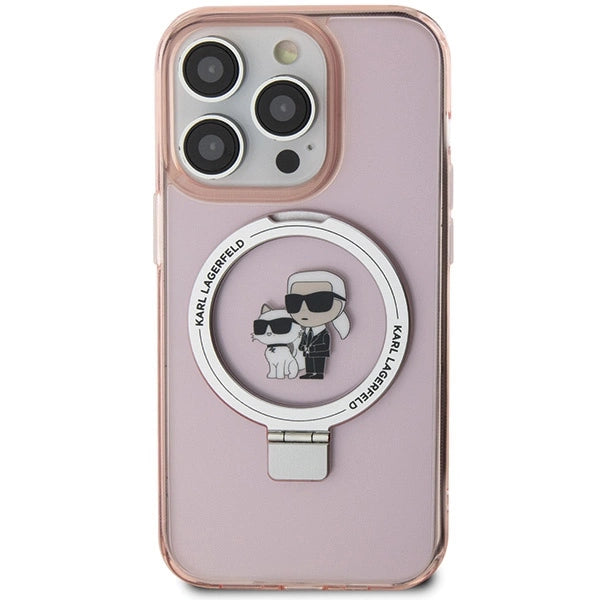 Karl Lagerfeld KLHMP15LHMRSKCP iPhone 15 Pro 6.1" pink/pink hardcase Ring Stand Karl&Choupette MagSafe