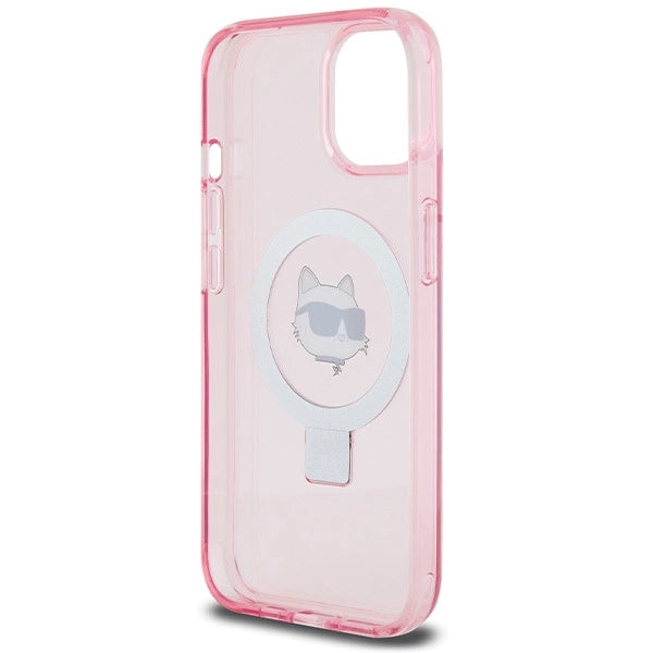 Karl Lagerfeld KLHMP15SHMRSCHP iPhone 15 6.1" pink/pink hardcase Ring Stand Choupette Head MagSafe