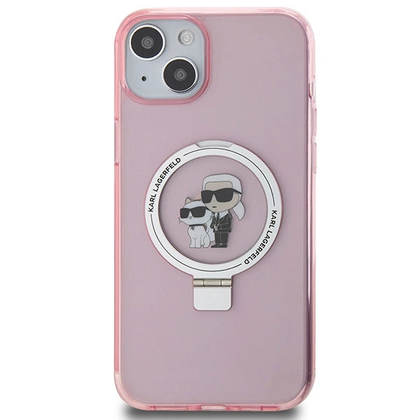 Karl Lagerfeld KLHMP15SHMRSKCP iPhone 15 6.1" pink/pink hardcase Ring Stand Karl&Choupette MagSafe