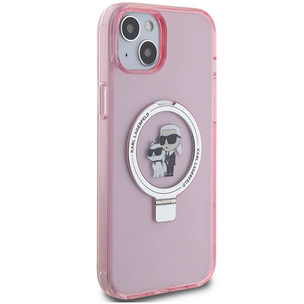 Karl Lagerfeld KLHMP15SHMRSKCP iPhone 15 6.1" pink/pink hardcase Ring Stand Karl&Choupette MagSafe