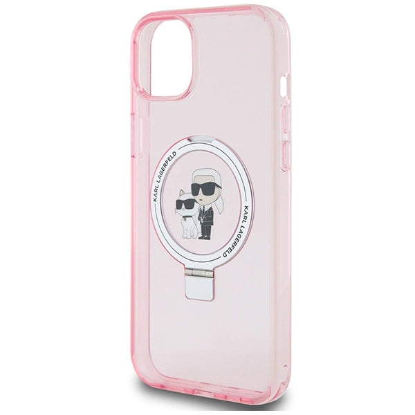 Karl Lagerfeld KLHMP15SHMRSKCP iPhone 15 6.1" pink/pink hardcase Ring Stand Karl&Choupette MagSafe