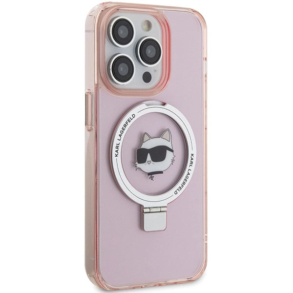 Karl Lagerfeld KLHMP15XHMRSCHP iPhone 15 Pro Max 6.7" pink/pink hardcase Ring Stand Choupette Head MagSafe