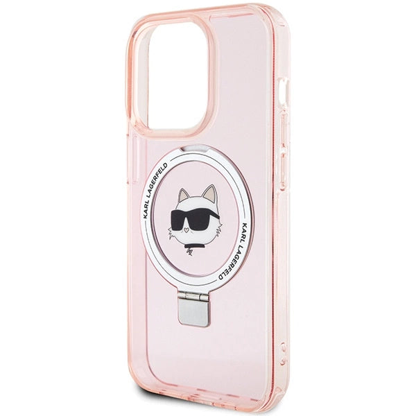 Karl Lagerfeld KLHMP15XHMRSCHP iPhone 15 Pro Max 6.7" pink/pink hardcase Ring Stand Choupette Head MagSafe