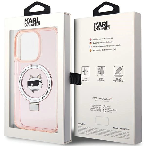 Karl Lagerfeld KLHMP15XHMRSCHP iPhone 15 Pro Max 6.7" pink/pink hardcase Ring Stand Choupette Head MagSafe