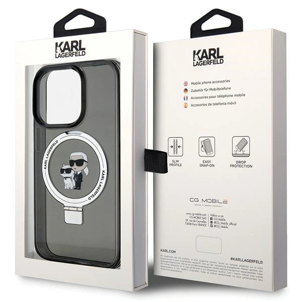 Karl Lagerfeld KLHMP15XHMRSKCK iPhone 15 Pro Max 6.7" black/black hardcase Ring Stand Karl&Choupette MagSafe