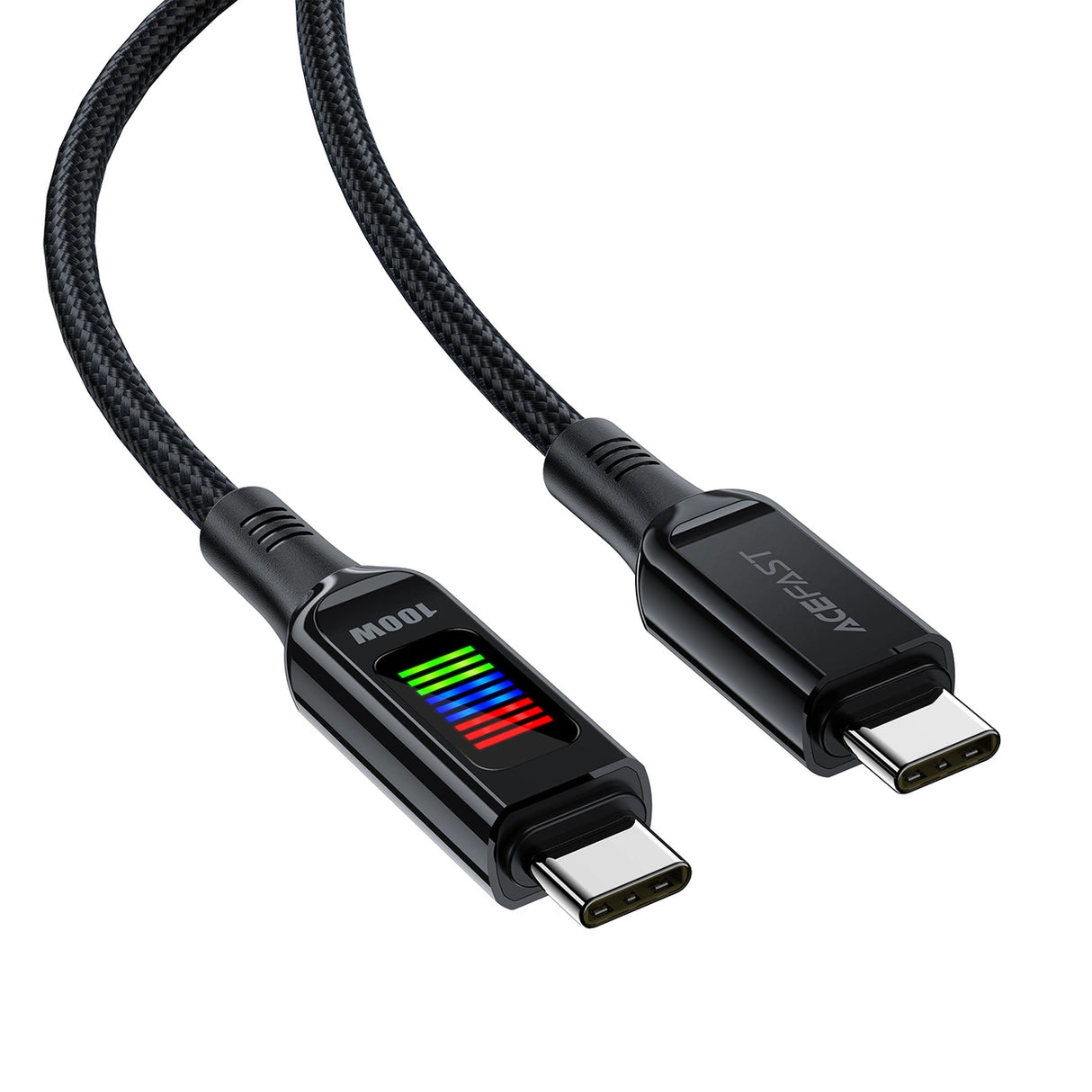 Acefast C7-03 USB-C USB-C 100W 1,2m kabel med skærm - sort