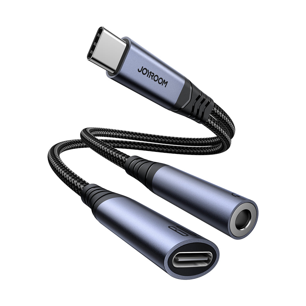 Joyroom SY-C02 2in1 DAC adapter USB-C til USB-C / 3,5 mm mini jack - sort