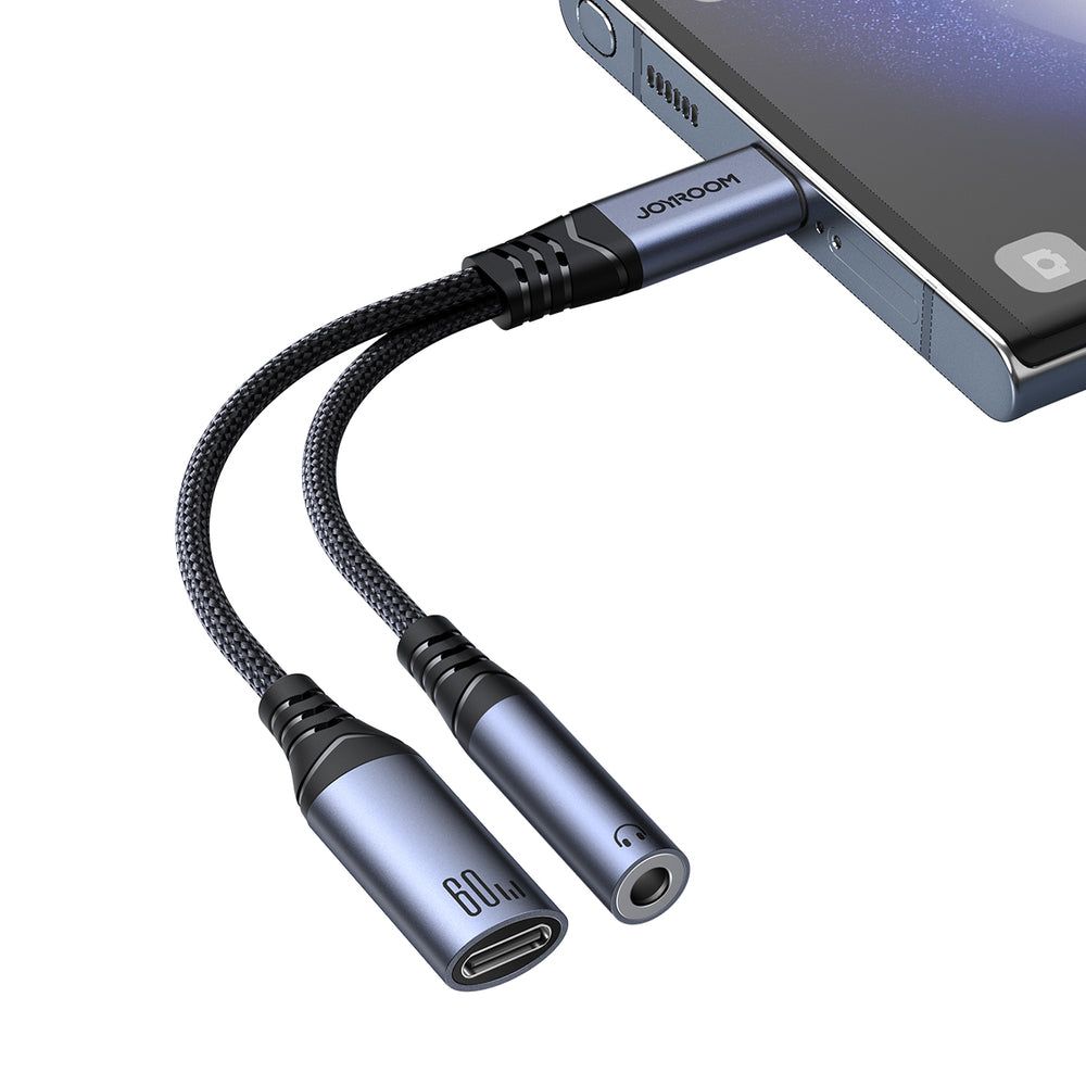 Joyroom SY-C02 2in1 DAC adapter USB-C til USB-C / 3,5 mm mini jack - sort