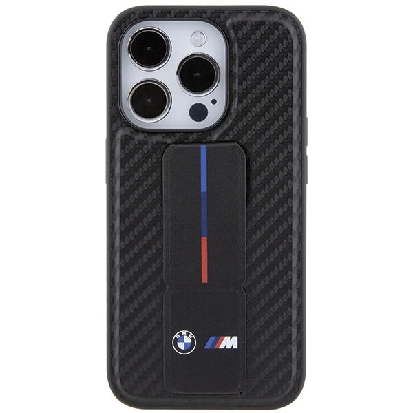 BMW Grip Stand Smooth & Carbon Case til iPhone 15 Pro - sort
