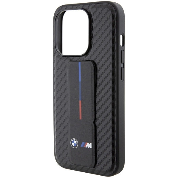 BMW Grip Stand Smooth & Carbon Case til iPhone 15 Pro - sort
