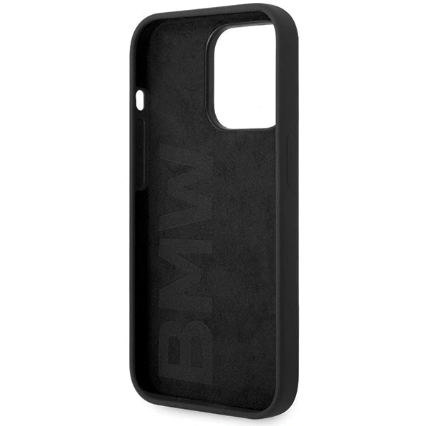 BMW Silicone Metal Logo-hylster til iPhone 15 Pro - sort