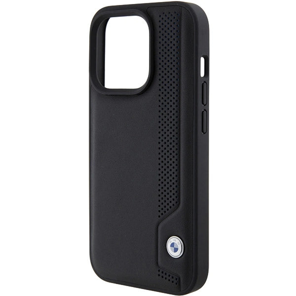 BMW læder Blue Dots iPhone 15 Pro Max Case - sort