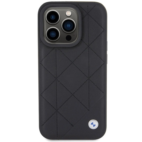 BMW læder Quilted case til iPhone 15 Pro Max - sort