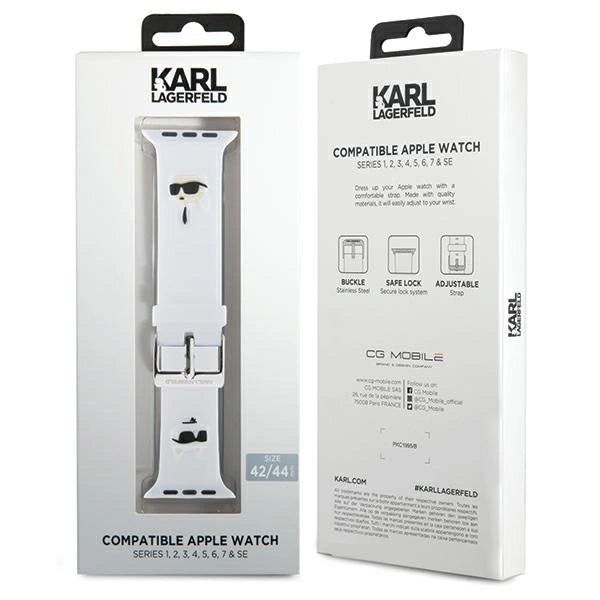 Karl Lagerfeld 3D Rubber Karl&Choupette Heads strap for Apple Watch 42/44/45/49mm - white