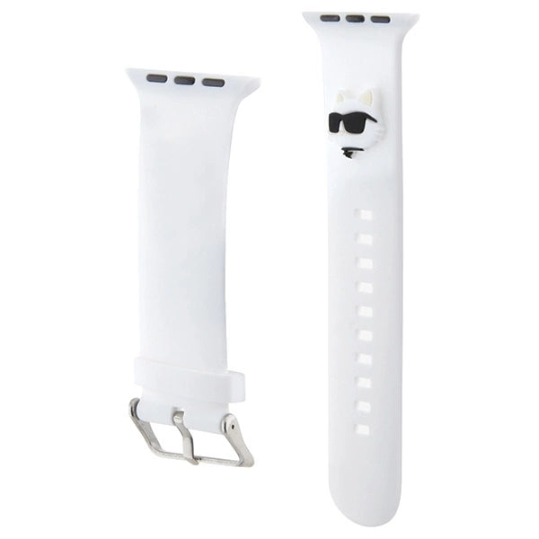 Karl Lagerfeld 3D Rubber Choupette Heads Strap for Apple Watch 38/40/41mm - White