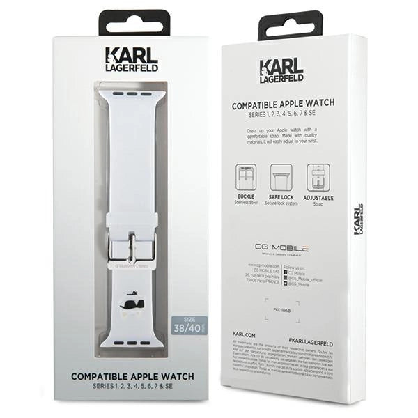 Karl Lagerfeld 3D Rubber Choupette Heads Strap for Apple Watch 38/40/41mm - White