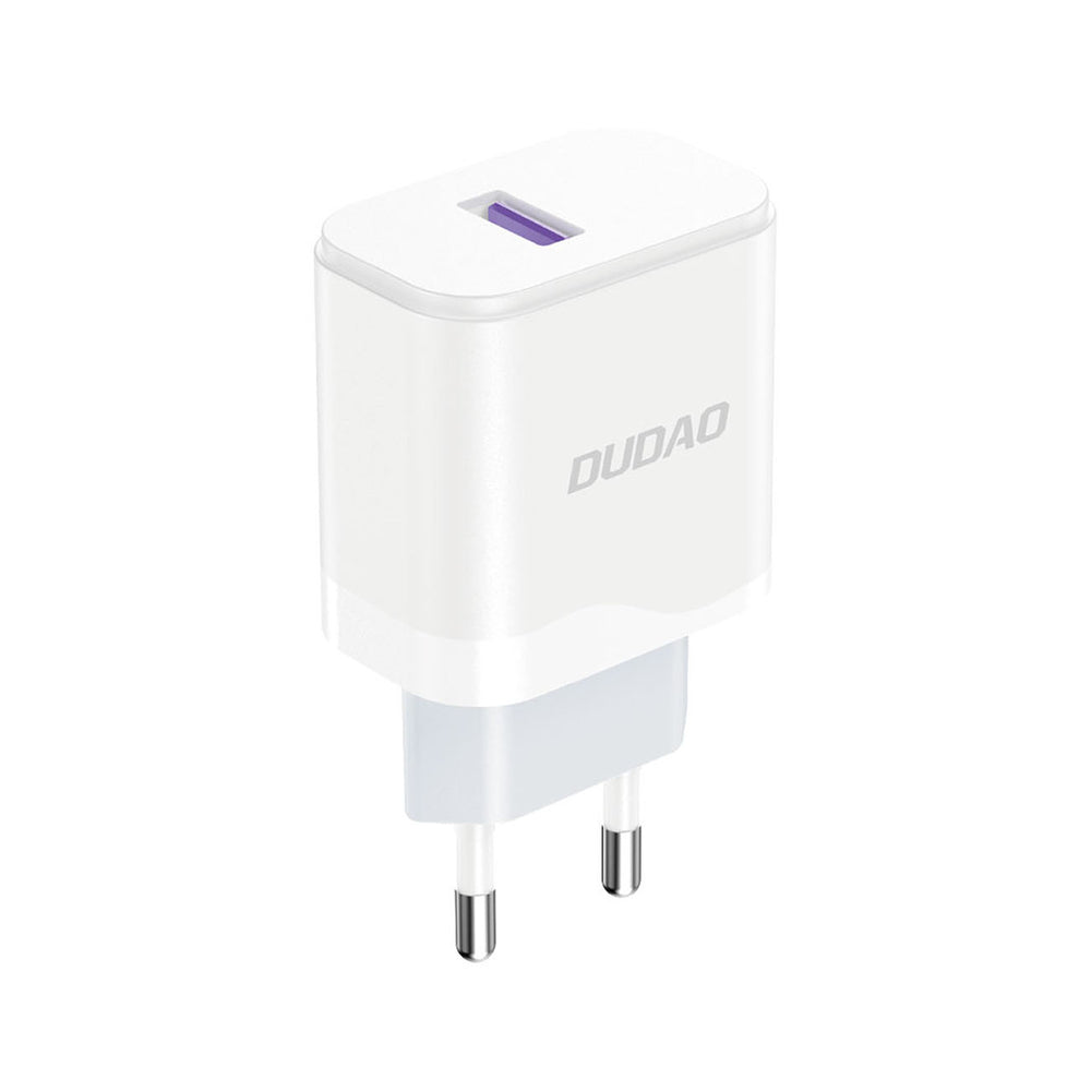 Dudao A20EU USB-A 18W netværksoplader - hvid + USB-A - Lightning-kabel