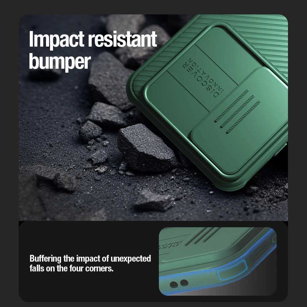 Nillkin CamShield Pro pansret kuffert med kameraomslag til Samsung Galaxy S24 - grønt