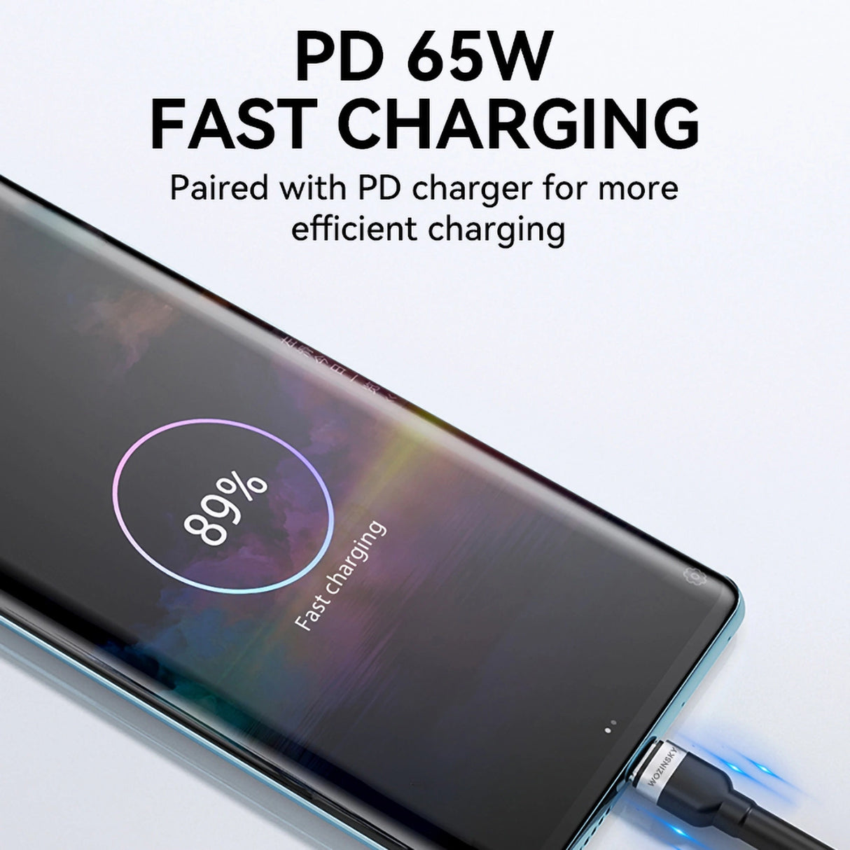 Wozinsky WNBCC1 USB-C / USB-C PD 65W kabel 1 m - sort