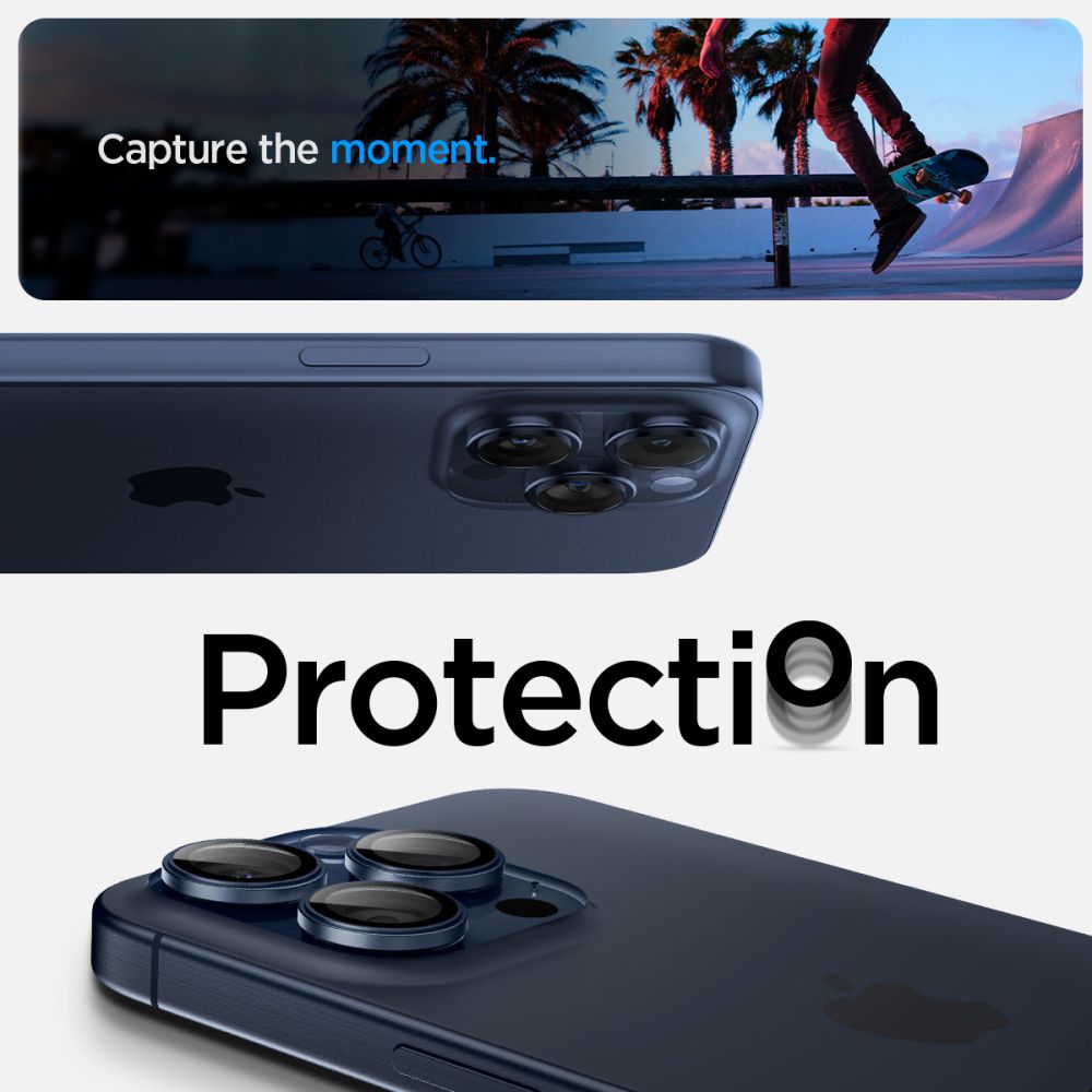 Spigen Optik.tR EZ Fit Kamerabeskytter til iPhone 14 Pro / Pro Max / 15 Pro / Pro Max - Titanium Blue 2 stk.