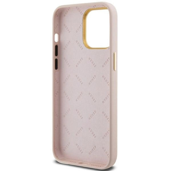 Guess Silicone Script Metal Logo & Frame case for iPhone 15 Pro - pink