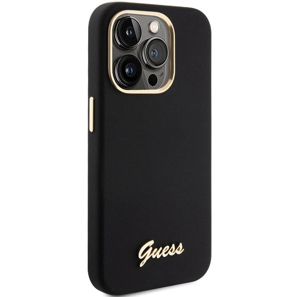 Guess Silicone Script Metal Logo & Frame iPhone 15 Pro Max Case - sort