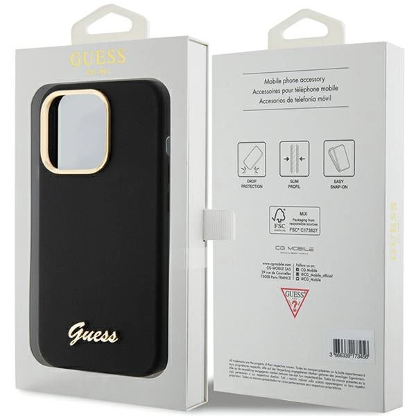 Guess Silicone Script Metal Logo & Frame iPhone 15 Pro Max Case - sort