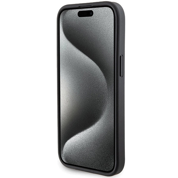 Karl Lagerfeld Gripstand Saffiano Karl&Choupette Pins case for iPhone 15 Plus / 14 Plus - black