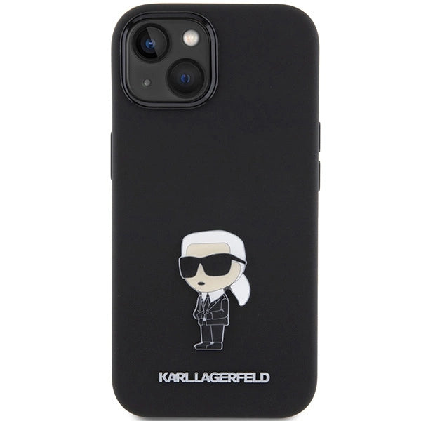 Karl Lagerfeld Silicone Ikonik Metal Pin case for iPhone 15 - black