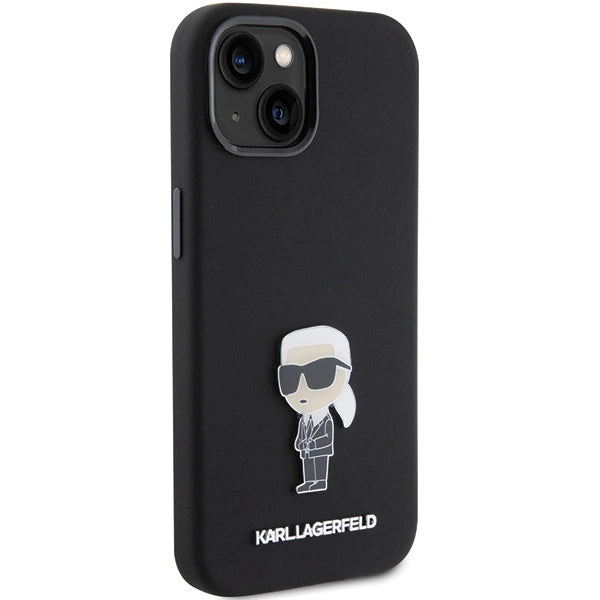 Karl Lagerfeld Silicone Ikonik Metal Pin case for iPhone 15 - black