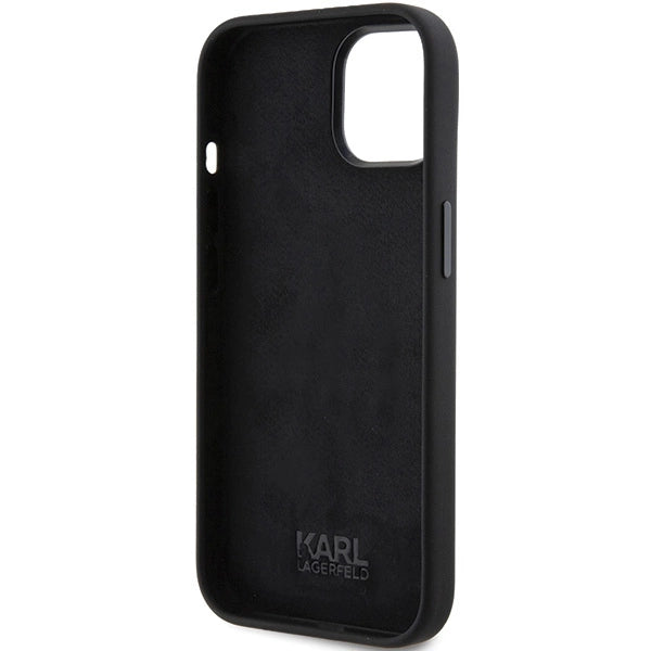 Karl Lagerfeld Silicone Ikonik Metal Pin case for iPhone 15 - black