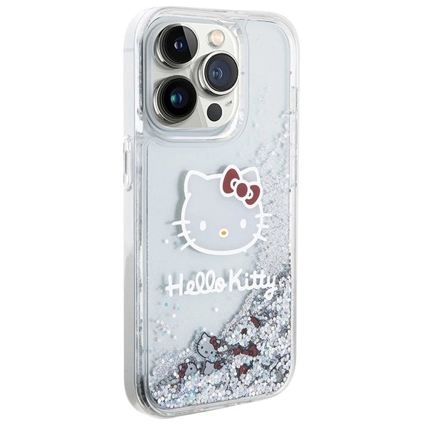 Hello Kitty Liquid Glitter Charms Kitty Head case for iPhone 13 Pro / 13 - silver