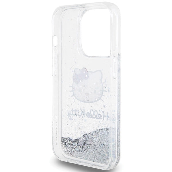 Hello Kitty Liquid Glitter Charms Kitty Head case for iPhone 13 Pro / 13 - silver