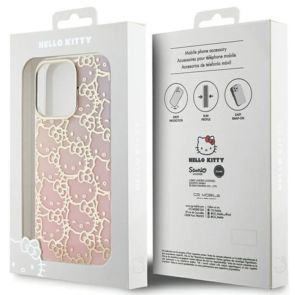 Hello Kitty IML Gradient Electrop Crowded Kitty Head Case for iPhone 14 Pro - Pink