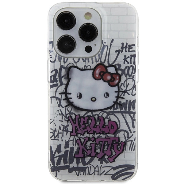 Hello Kitty IML Kitty On Bricks Graffiti case for iPhone 15 Pro - white