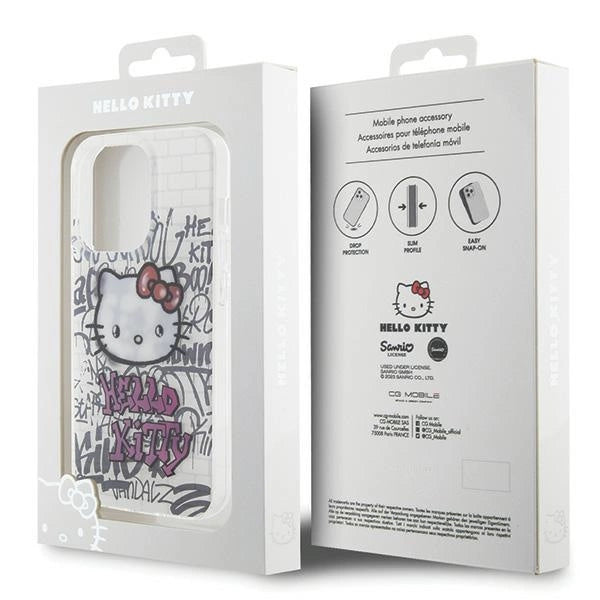Hello Kitty IML Kitty On Bricks Graffiti case for iPhone 15 Pro - white